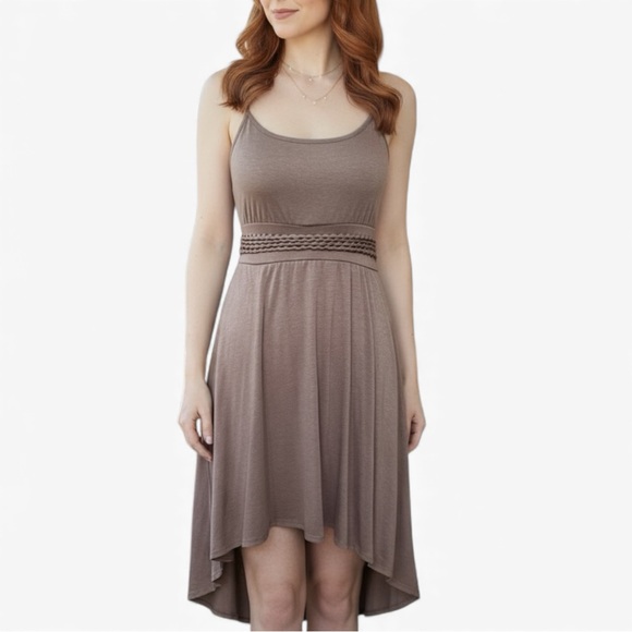 In Love With Derek Taupe High Low Knit Sundress Women’s Medium Sleeveless Casual - Picture 3 of 13